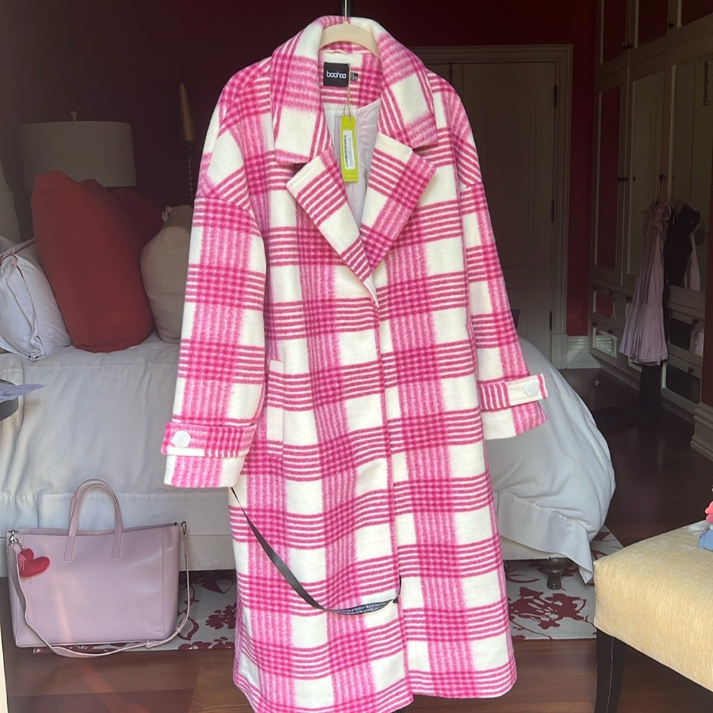 Pink plaid coat